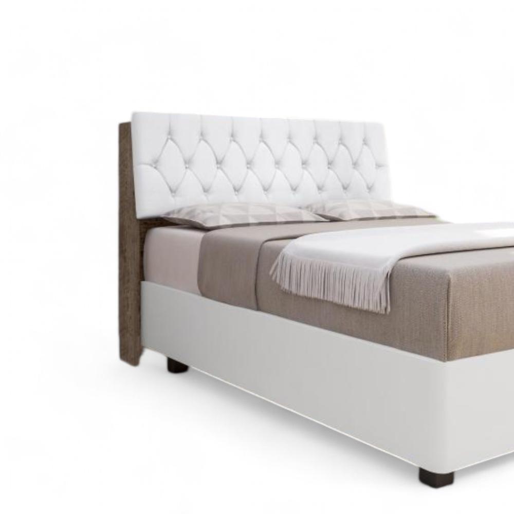 Cabeceira Estofada Yasminne Casal Chocolate Com Capitonê Branco
