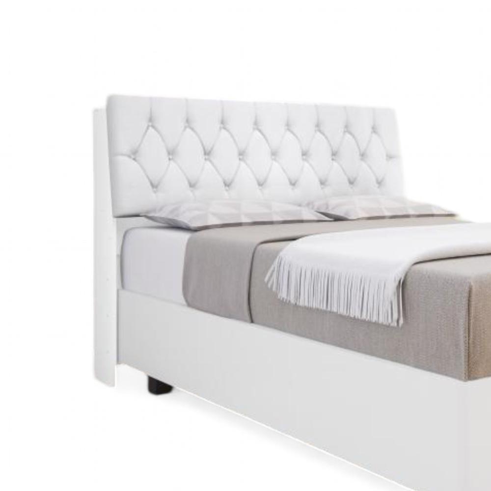 Cabeceira Estofada Yasminne Queen Branca com Capitonê Branco