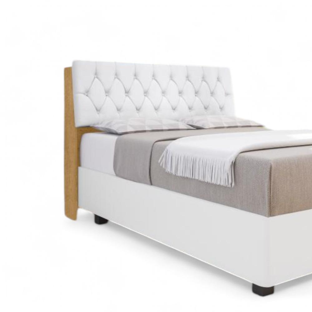Cabeceira Estofada Yasminne Queen Naturalle Com Capitonê Branco