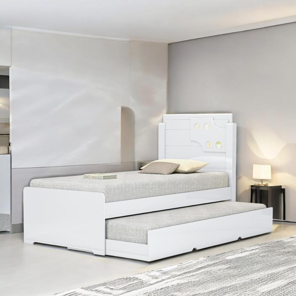 Cama Bibox Solteiro Colônia Branca Com 02 Colchões