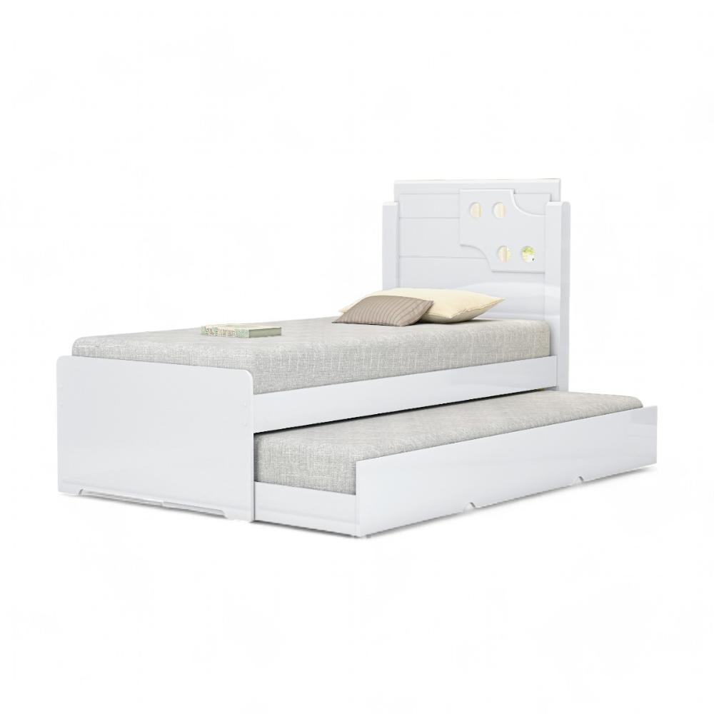 Cama Bibox Solteiro Colônia Branca Com 02 Colchões