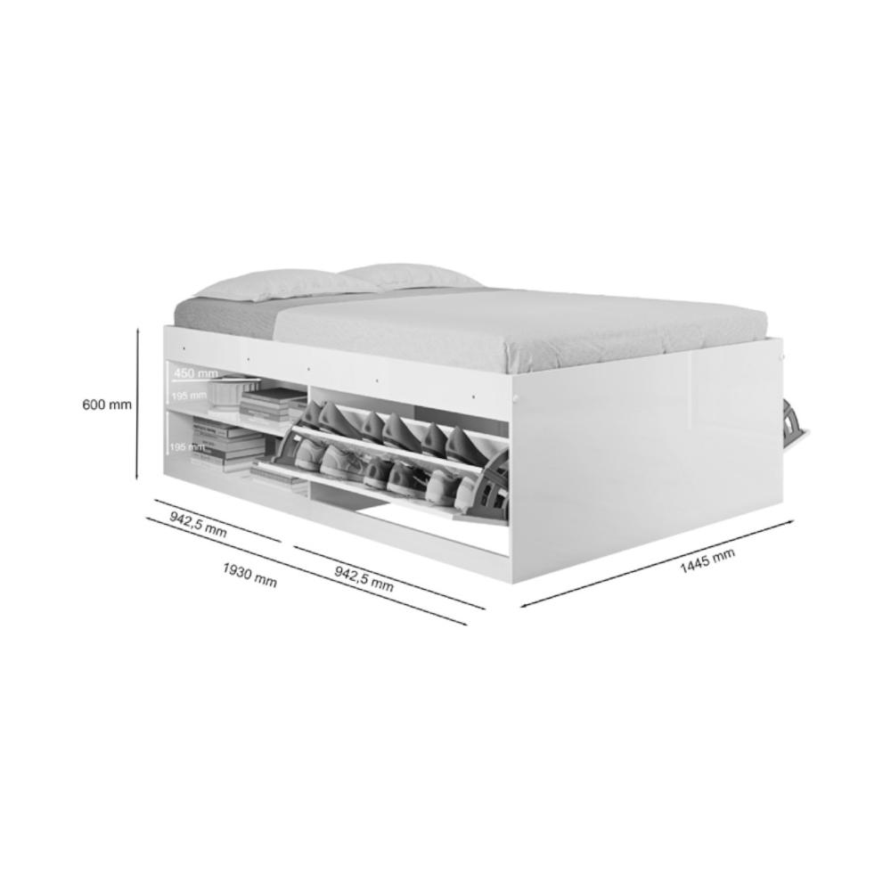 Cama Box Solteiro com Sapateira Penélope Naturalle