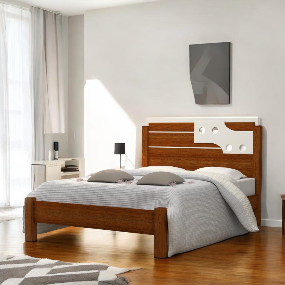 Cama Casal Com Aplique Espelho Colônia Cinamomo E Off