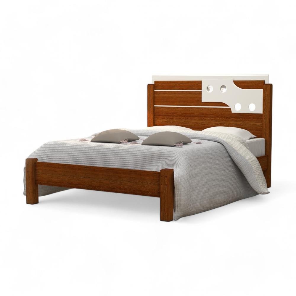 Cama Casal Com Aplique Espelho Colônia Cinamomo E Off