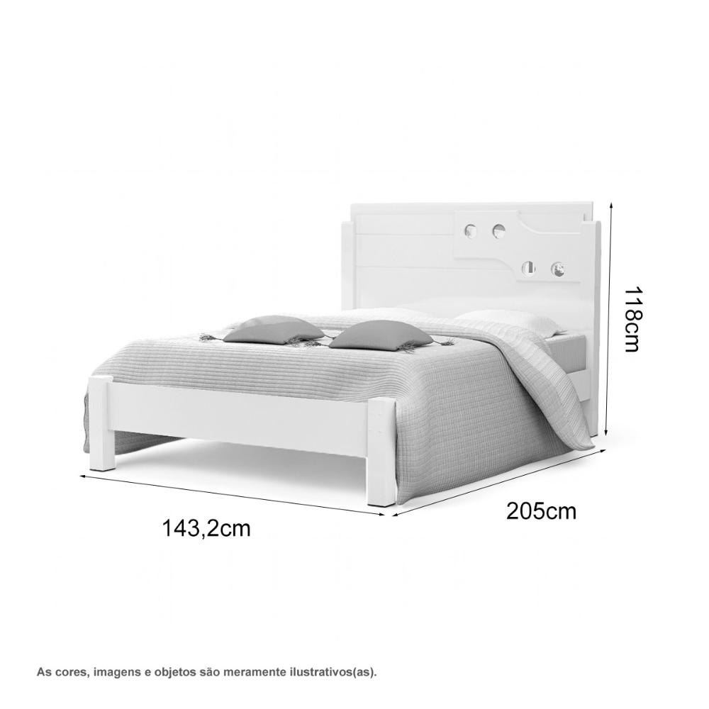 Cama Casal Com Aplique Espelho Colônia Cinamomo E Off