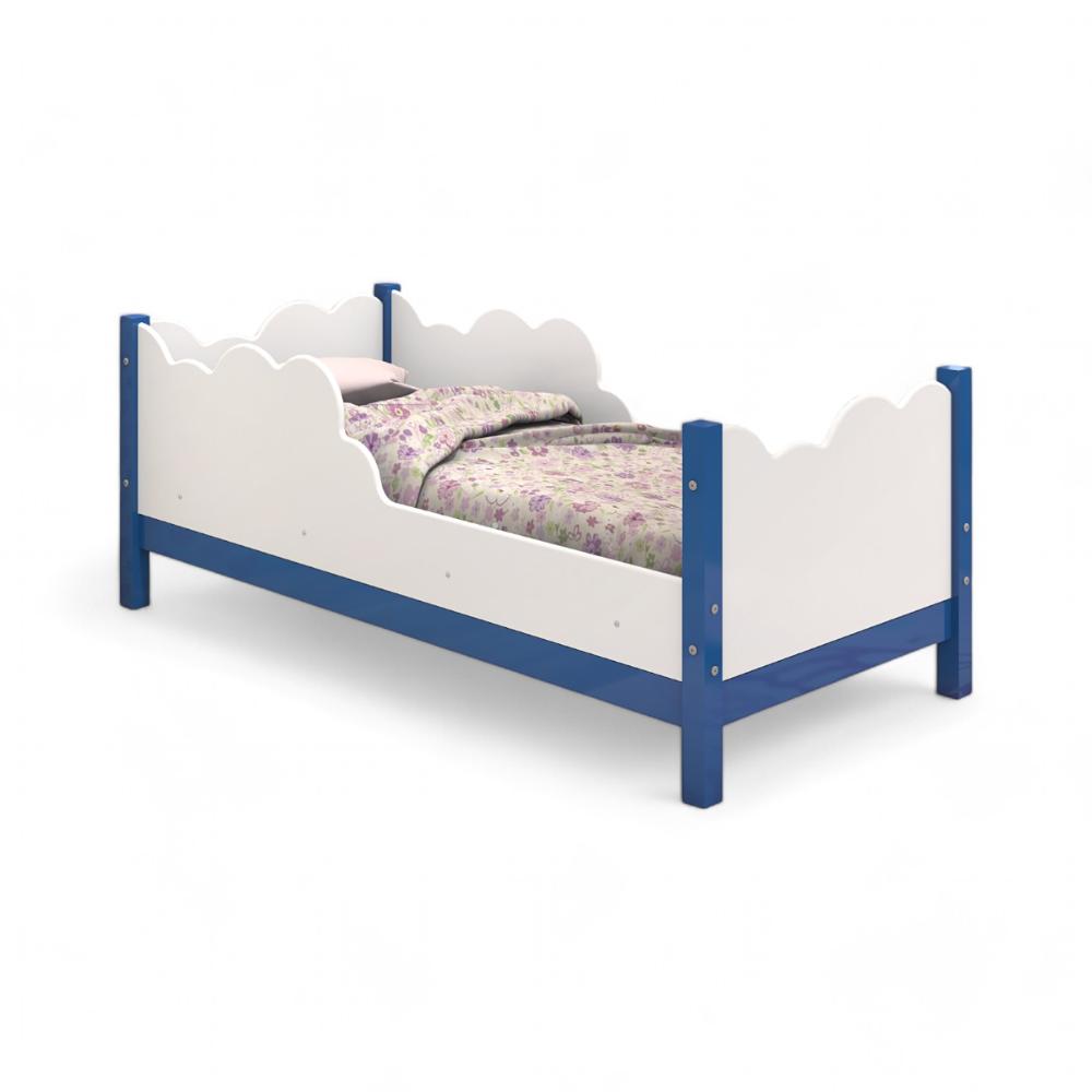 Cama Juvenil Em Nuvem Cartagena Branca E Azul Com Colchão