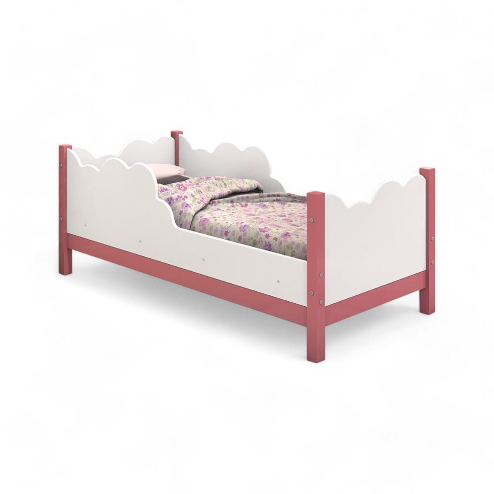 Cama Juvenil Em Nuvem Cartagena Branca E Rosa Com Colchão