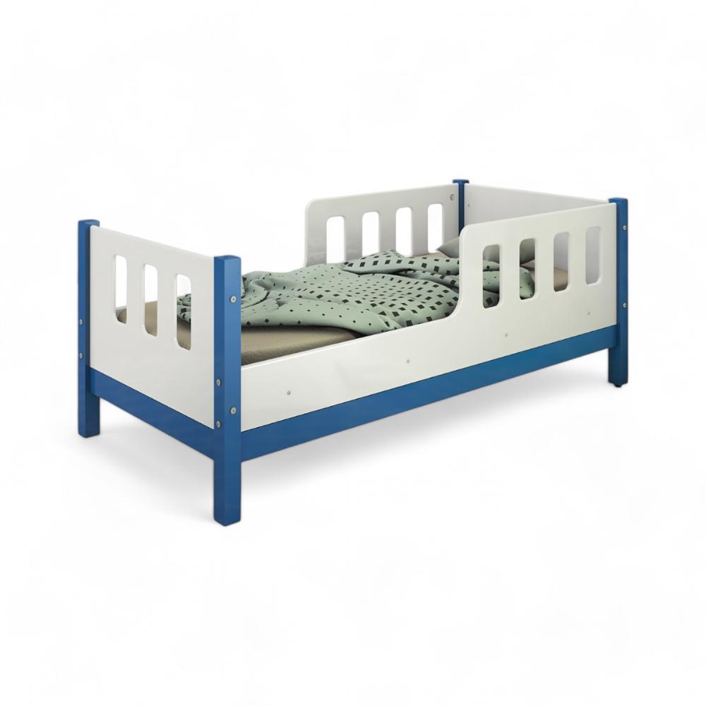 Cama Juvenil com Proteção Essenza Branca e Azul