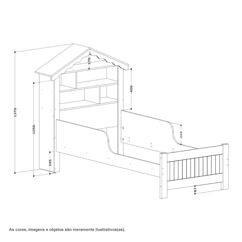 Cama Solteiro Casinha Aquarela Branca E Rosa