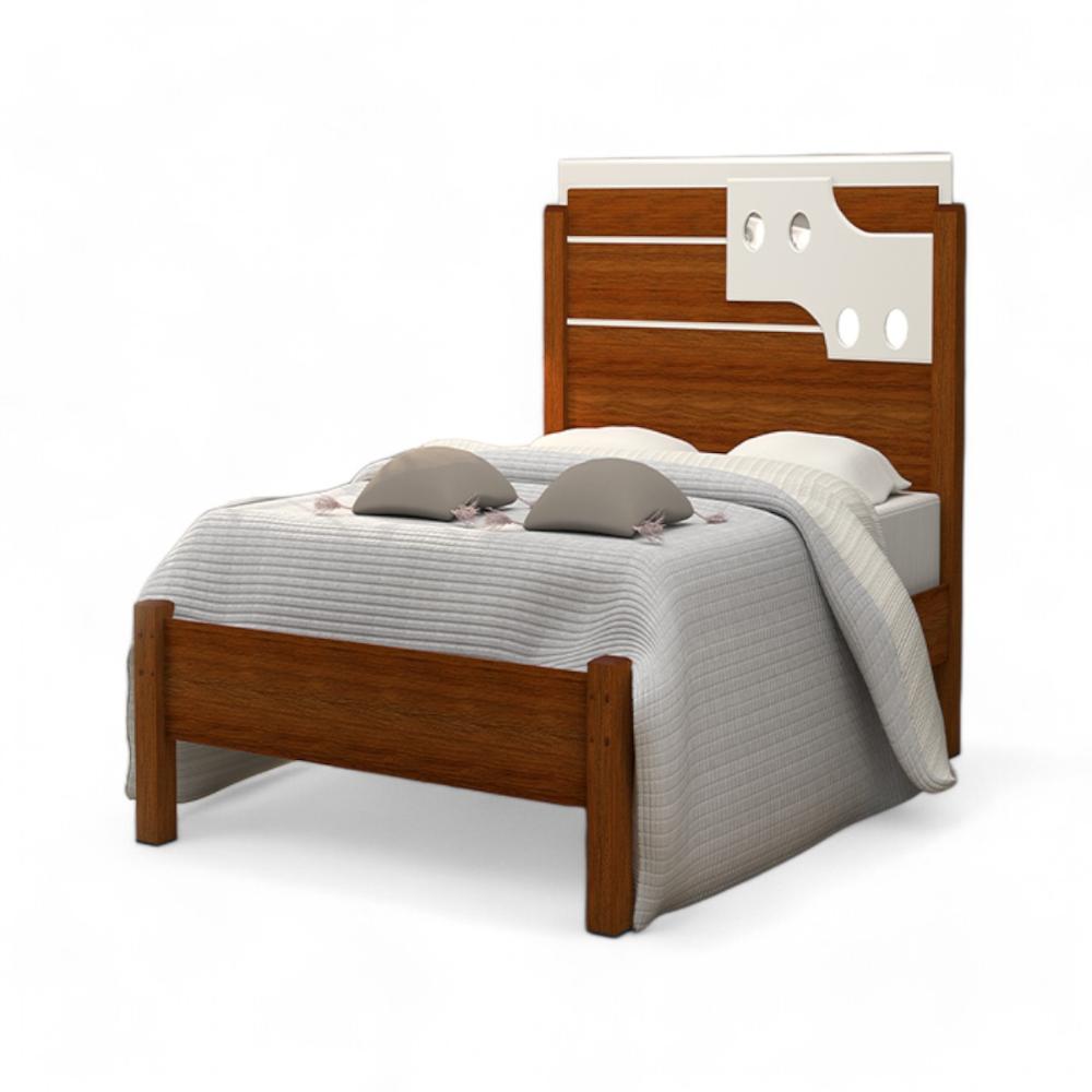Cama Solteiro Com Aplique Espelho Colônia Cinamomo E Off