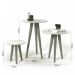Conjunto 3 Mesas Laterais Pés Palito em Madeira 4305 Sala Off White/Freijo