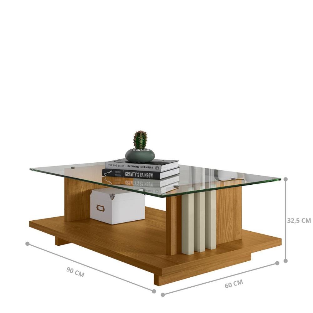 Conjunto Aparador Domo com Prateleira e Mesa de Centro c/ Nicho Cumaru/Opala