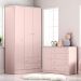 Conjunto Aurora Rosa Acetinado: Cômoda Sapateira Aurora + Guarda-Roupa Aurora 3 portas e 2 gavetas