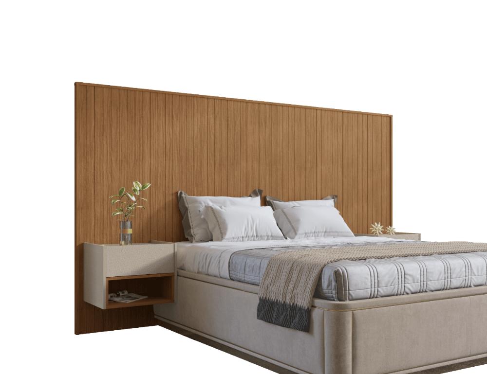 Conjunto Cabeceira Florença Casal Queen com Cômodas Laterais Cedro
