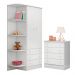 Conjunto Infantil Aurora Branco/Branco: Cômoda  4 Gavetas Aurora + Guarda-Roupa Aurora 2 portas