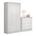 Conjunto Infantil Aurora Branco/Branco: Cômoda 4 Gavetas Aurora + Guarda-Roupa Aurora 3 portas