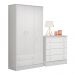 Conjunto Infantil Aurora Branco/Branco: Cômoda 4 Gavetas Aurora + Guarda-Roupa Aurora 3 portas