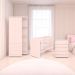 Conjunto Infantil Aurora Rosa Acetinado: Berço Aurora + Cômoda Aurora + Guarda-Roupa Aurora