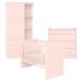 Conjunto Infantil Aurora Rosa Acetinado: Berço Aurora + Cômoda Aurora + Guarda-Roupa Aurora