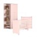 Conjunto Infantil Aurora Rosa: Berço Aurora + Kit Rodízios + Cômoda Aurora + Guarda-Roupa Aurora