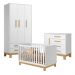 Conjunto Infantil Luar Branco Acetinado: Berço Luar Mini Cama + Cômoda Luar + Guarda-Roupa Luar