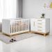 Conjunto Infantil Luar Branco Acetinado: Berço Luar Mini Cama + Cômoda Luar