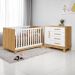 Conjunto Infantil Luar Freijo Toq/Branco Acetinado: Berço Luar Mini Cama + Cômoda Luar