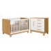 Conjunto Infantil Luar Freijo Toq/Branco Acetinado: Berço Luar Mini Cama + Cômoda Luar