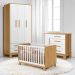 Conjunto Infantil Luar Freijo/Branco: Berço Luar Mini Cama + Cômoda Luar + Guarda-Roupa Luar