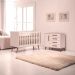Conjunto Infantil Retrô Rosa Orion: Berço Orion Mini Cama + Cômoda Luma