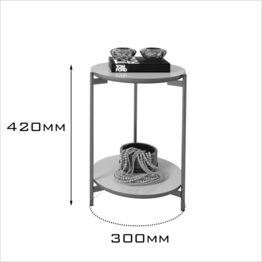 Conjunto Mesa de centro e Lateral Liora Preto com Pés de Ferro Bronze