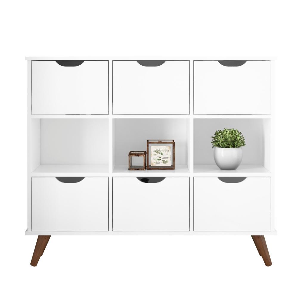 Conjunto Nicho Organizador Zuri 9 Espaços Retrô Branco + 2 Kits 3 Gavetas Brancas