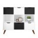 Conjunto Nicho Organizador Zuri 9 Espaços Retrô Branco + Kit 3 Gavetas Brancas + Kit 3 Gavetas Pretas
