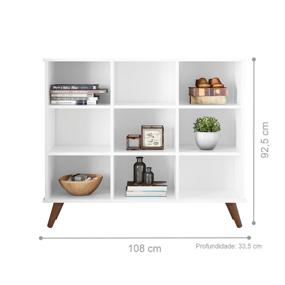 Conjunto Nicho Organizador Zuri 9 Espaços Retrô Branco + Kit 3 Gavetas Coloridas + Kit 3 Gavetas Brancas