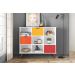 Conjunto Nicho Organizador Zuri 9 Espaços Retrô Branco + Kit 3 Gavetas Coloridas