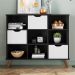 Conjunto Nicho Organizador Zuri 9 Espaços Retrô Preto + Kit 3 Gavetas Brancas