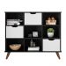 Conjunto Nicho Organizador Zuri 9 Espaços Retrô Preto + Kit 3 Gavetas Brancas
