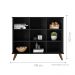 Conjunto Nicho Organizador Zuri 9 Espaços Retrô Preto + Kit 3 Gavetas Pretas
