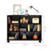 Conjunto Nicho Organizador Zuri 9 Espaços com Rodízios Preto + 2 Kits 3 Gavetas Brancas