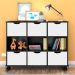 Conjunto Nicho Organizador Zuri 9 Espaços com Rodízios Preto + 2 Kits 3 Gavetas Brancas