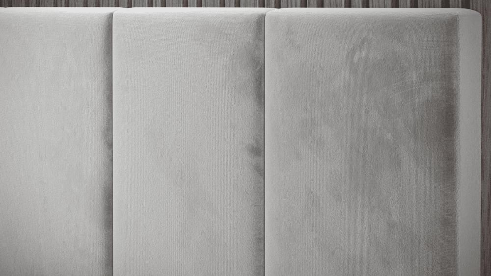 Conjunto de Cabeceira Solteiro Clara Proteção Lateral Cinza Suede