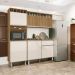 Cozinha Elegante Milano Torre Armário Geladeira Balcão Freijó e Off White