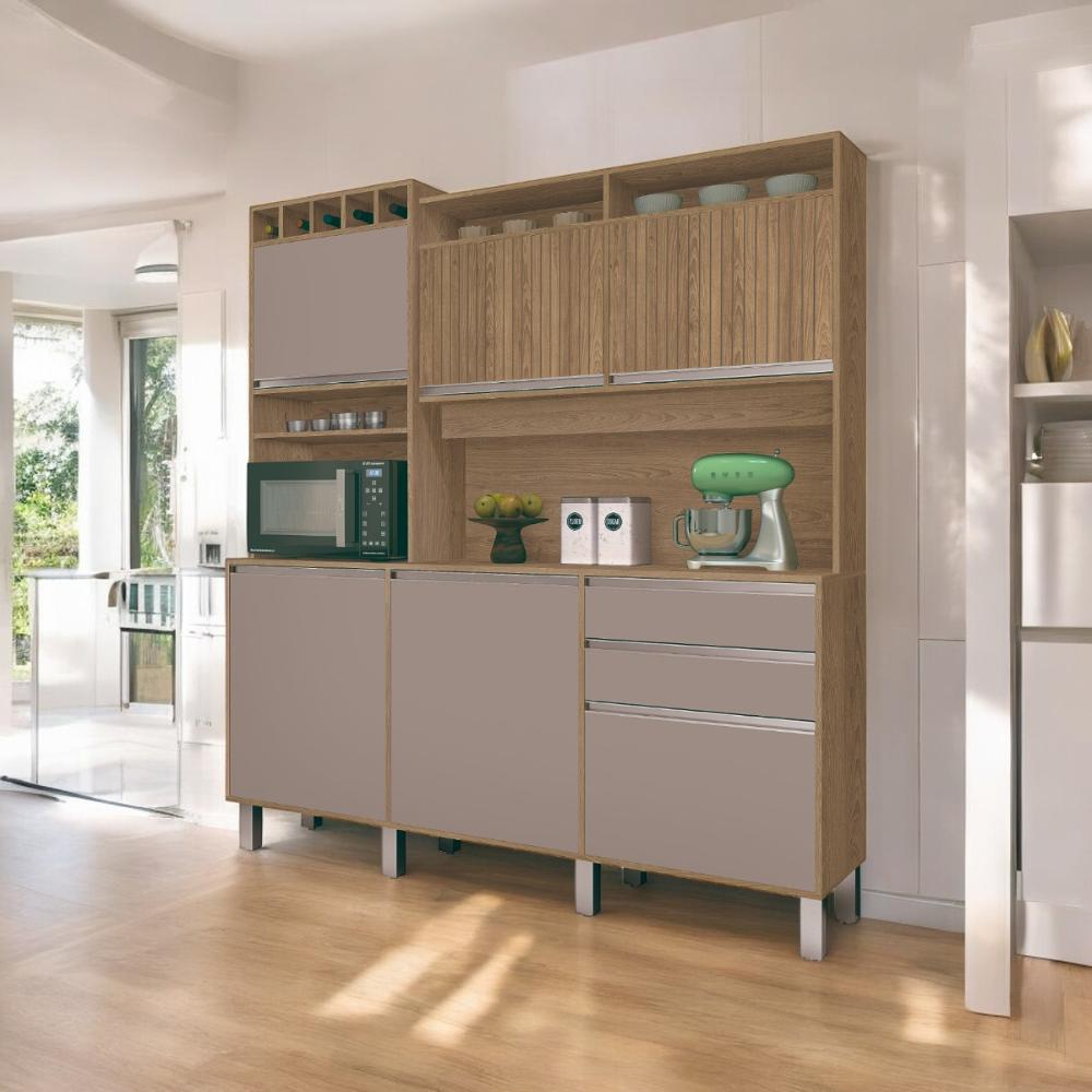 Cozinha Moderna 06 Portas Milano Freijó e Connect
