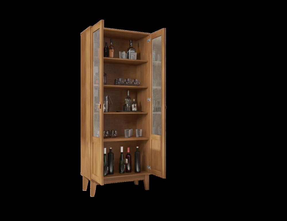 Cristaleira Lyra 2 Portas c/ Prateleiras para Vinhos e Taças Cedro
