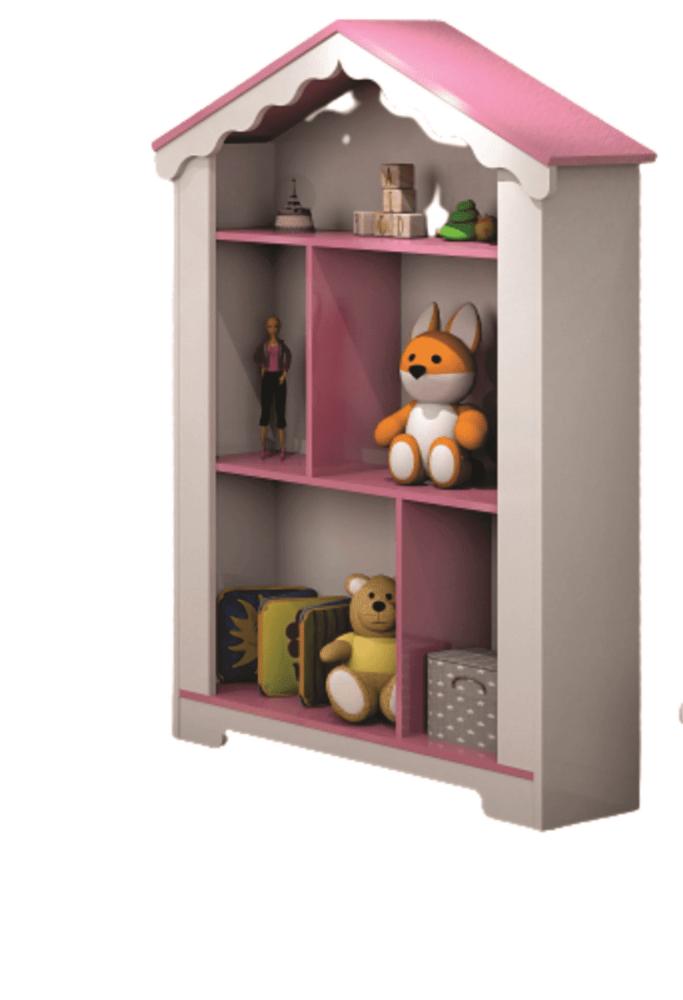 Estante Infantil Casinha Aura Branco Rosa Quarto Decoração
