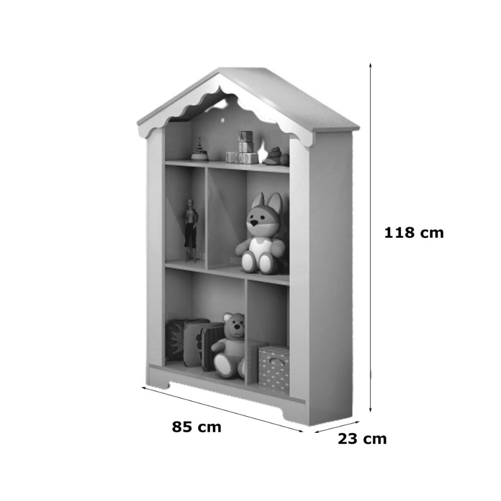 Estante Infantil Casinha Aura Branco Rosa Quarto Decoração