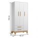Guarda-Roupa 3 Portas 2 Gavetas Luar Branco Acetinado