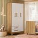 Guarda-Roupa 3 Portas 2 Gavetas Luar Freijo Toq/Branco Acetinado
