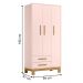 Guarda-Roupa 3 Portas 2 Gavetas Luar Rosa Acetinado