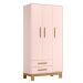Guarda-Roupa 3 Portas 2 Gavetas Luar Rosa Acetinado